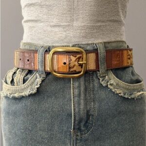 Leopard print calf hair belt